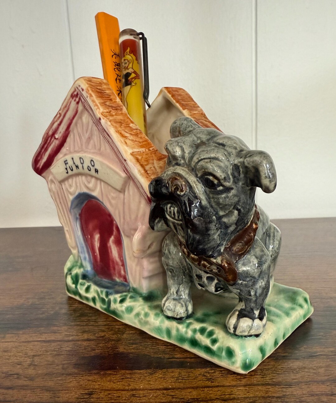 Bulldog in the Doghouse Pencil Holder Dog - Etsy