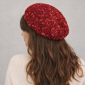 Silver Sequin Beret - Etsy display picture 3