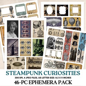 Vintage Ephemera Steampunk Junk Journal Ephemera Kit Printable Victorian Ephemera Scrapbook Embellishment Steampunk Collage Sheets Tag JJ007