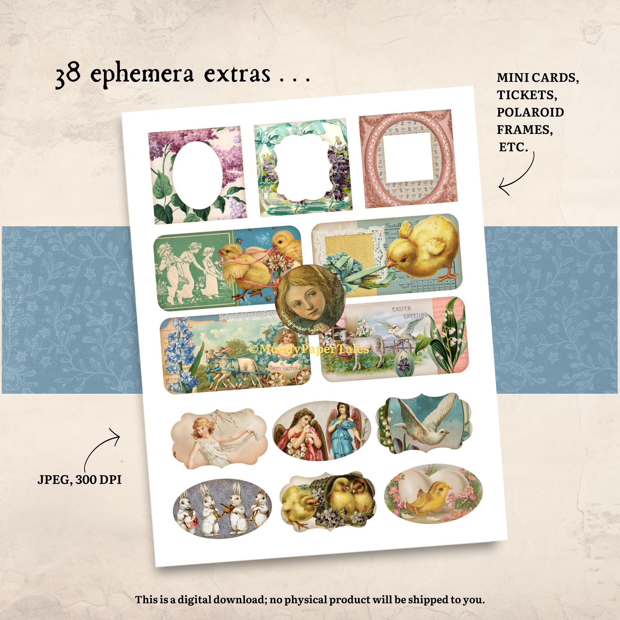 Vintage Easter Ephemera Kit Printable Easter Bunny Junk Journal Kit ...