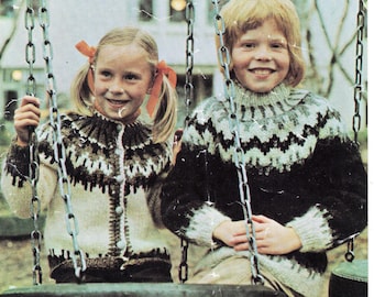Vintage Fair Isle Cardigan & Jumper Knitting Pattern, Child's 24-32" (PDF Download)