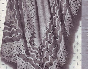Vintage Shetland-Schal, Strickmuster, Baby-Schal 155x152 cm (PDF Download)