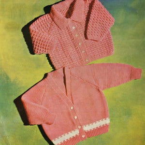 Vintage Baby Cardigan Knitting Pattern: Collared V-Neck (PDF Download)
