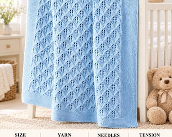 Vintage Lacy Baby Shawl Knitting Pattern, 4 Ply Yarn (PDF Download)