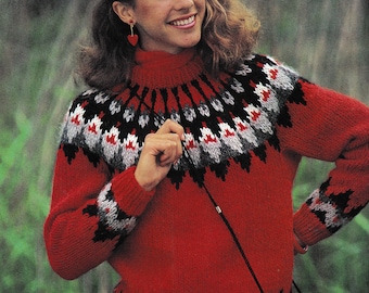 Childs Chunky Snowflake Fair Isle Yoke Sweater PDF Knitting