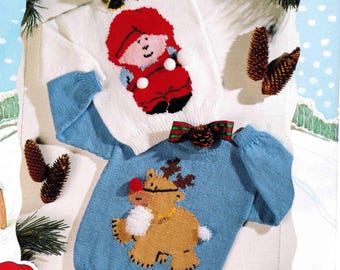 Santa & Reindeer Christmas Jumper Knitting Pattern – DK 8ply (PDF Download)