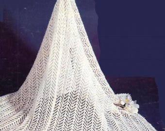 Patrón de chal de bebé de punto calado, estilo vintage de 2 cabos (descarga en PDF)