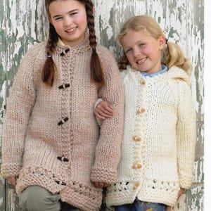 Girls Super Chunky Knit Coat Pattern, Hooded Jacket (1-11 yrs) (PDF Download)