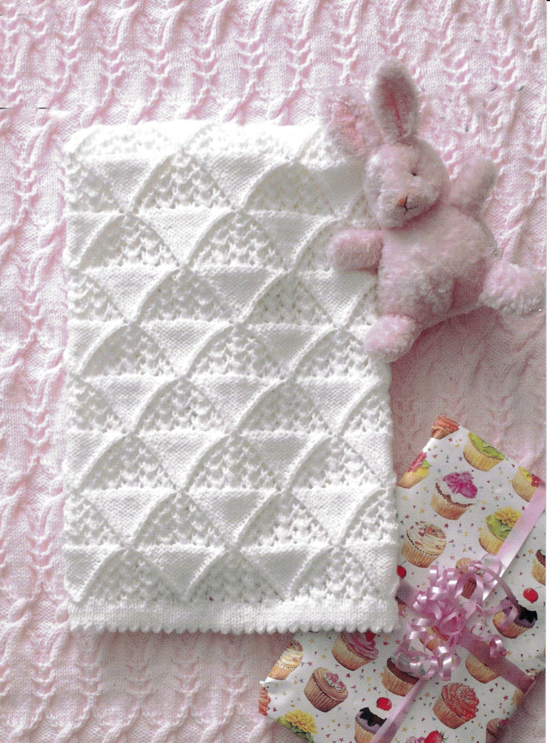 Vintage Baby Pram Cot Cover Knitting Pattern, Hatch Design (PDF