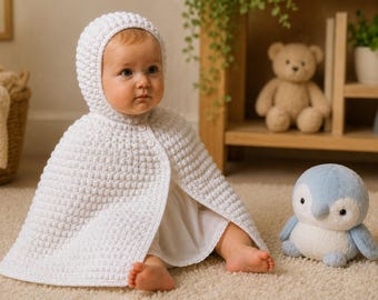 Baby Hooded Cape Crochet Pattern PDF Download | Vintage Baby Cape Pattern | Easy Baby Crochet PDF | Instant Digital Download