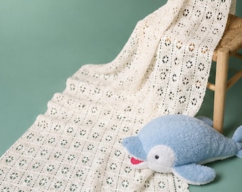 Vintage Baby-Schal Strickmuster PDF | Häkelanleitung Baby-Schal | Taufdecke | 3 lagig | Sofort Download