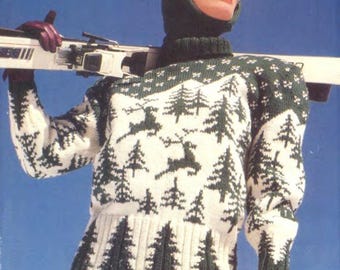 Patrón de punto para jersey de esquí Fair Isle, diseño noruego vintage (descarga en PDF)