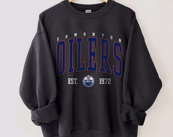 Hockey Fan Gifts; Vintage Style Edmonton Sweatshirt, College Sweatshirt, Edmonton Crewneck, Hockey Sweatshirt