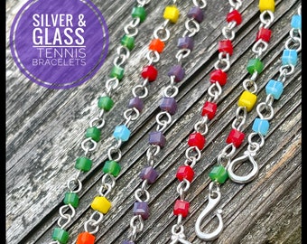 Silver & Glass Tennis bracelets, ThePurpleLilyDesigns