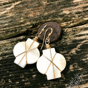 Tiffany, in 14K Rose Gold Filled or 14K Gold Filled and Mother of Pearl earrings, ThePurpleLilyDesigns image 6