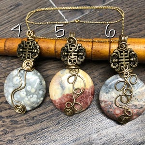 Fortunate Pendants, Brass, Pewter, and Mexican Sky Eye Jasper, ThePurpleLilyDesigns image 2