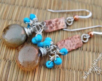 Turquoise and Chalcedony earrings, ThePurpleLilyDesigns