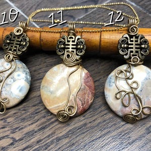 Fortunate Pendants, Brass, Pewter, and Mexican Sky Eye Jasper, ThePurpleLilyDesigns image 4