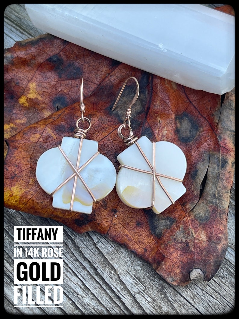 Tiffany, in 14K Rose Gold Filled or 14K Gold Filled and Mother of Pearl earrings, ThePurpleLilyDesigns 14K Rose Gold filled