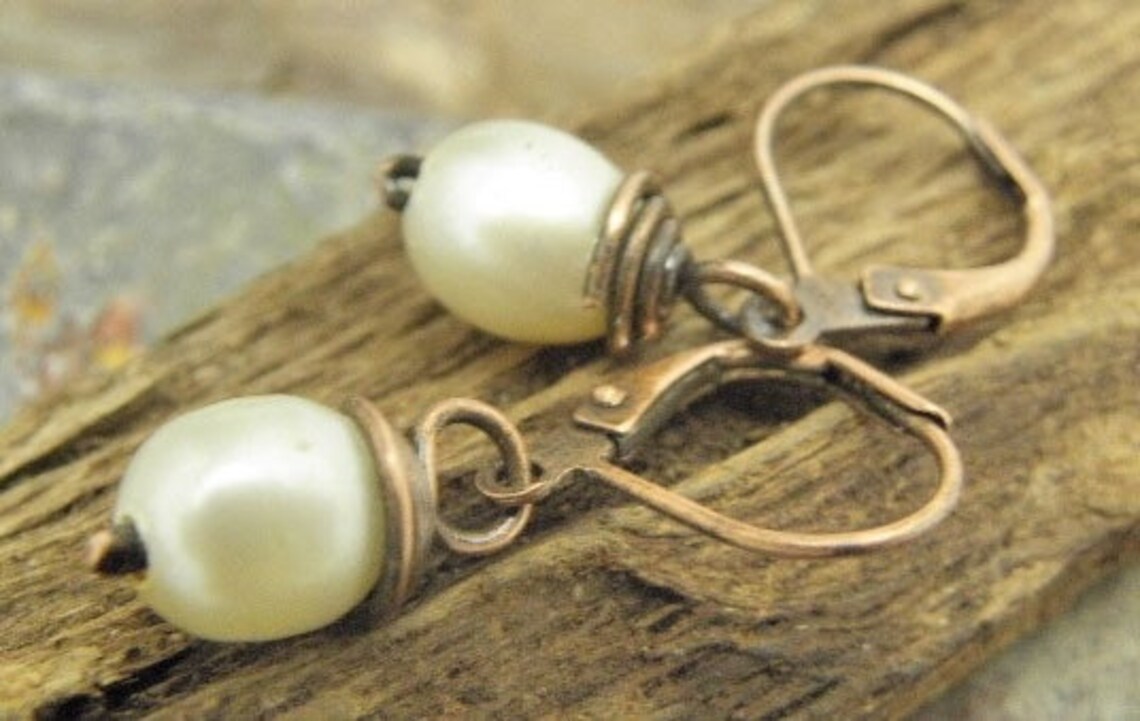 Antiqued Pearls Antiqued Copper and Freshwater Pearl Etsy