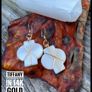 Tiffany, in 14K Rose Gold Filled or 14K Gold Filled and Mother of Pearl earrings, ThePurpleLilyDesigns 14K Gold filled