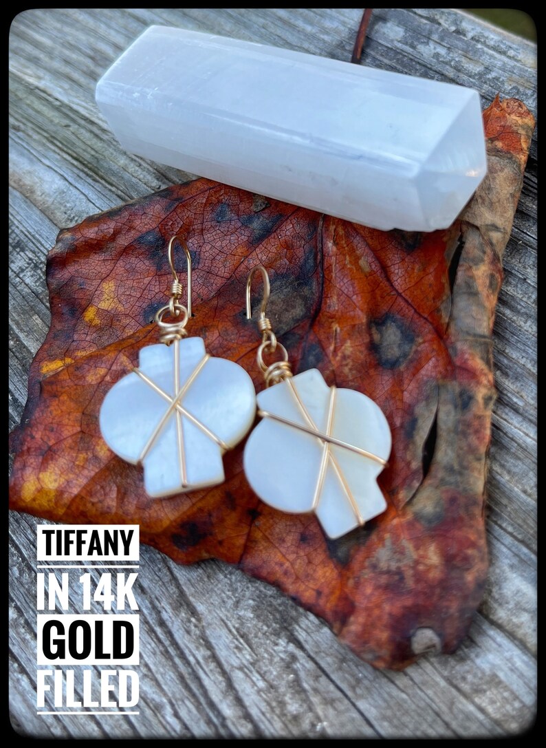 Tiffany, in 14K Rose Gold Filled or 14K Gold Filled and Mother of Pearl earrings, ThePurpleLilyDesigns 14K Gold filled