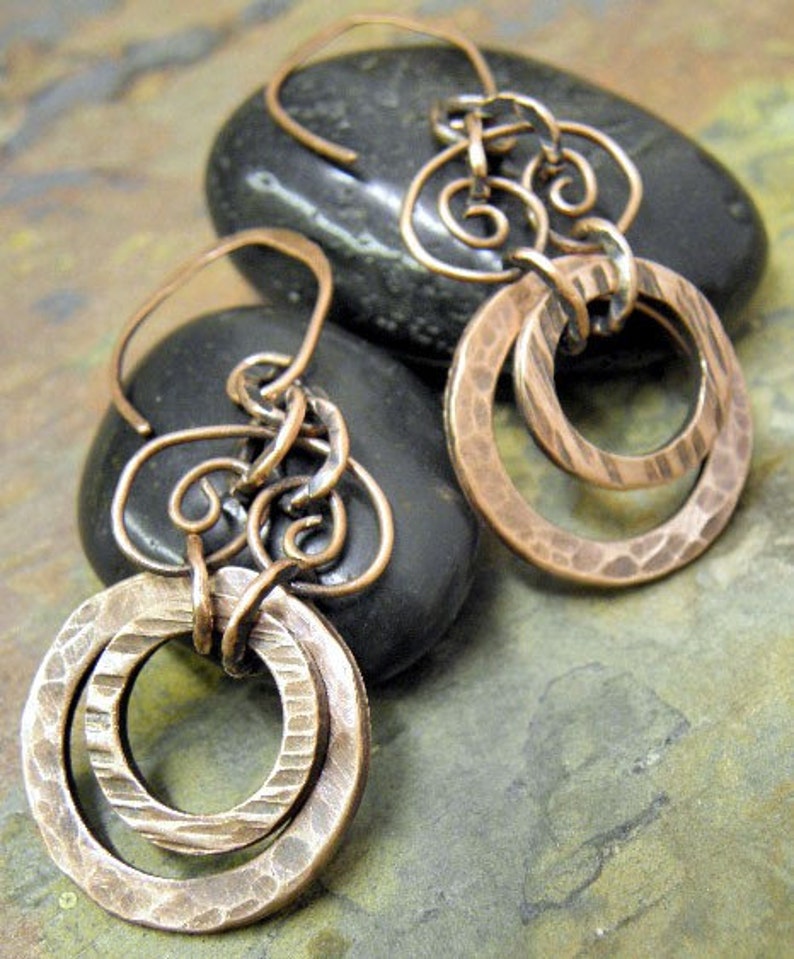 Copper Dress Antiqued Copper Earrings Thepurplelilydesigns Etsy