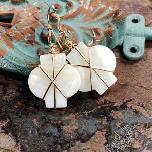 Tiffany, in 14K Rose Gold Filled or 14K Gold Filled and Mother of Pearl earrings, ThePurpleLilyDesigns image 4