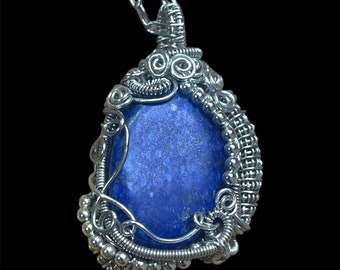 The Lapis Portal necklace, ThePurpleLilyDesigns, Lapis Lazuli, Sterling Silver filled, Stainless Steel Chain