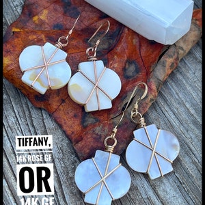 Tiffany, in 14K Rose Gold Filled or 14K Gold Filled and Mother of Pearl earrings, ThePurpleLilyDesigns image 1