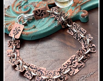 Rustic Stamped Link bracelet, ThePurpleLilyDesigns