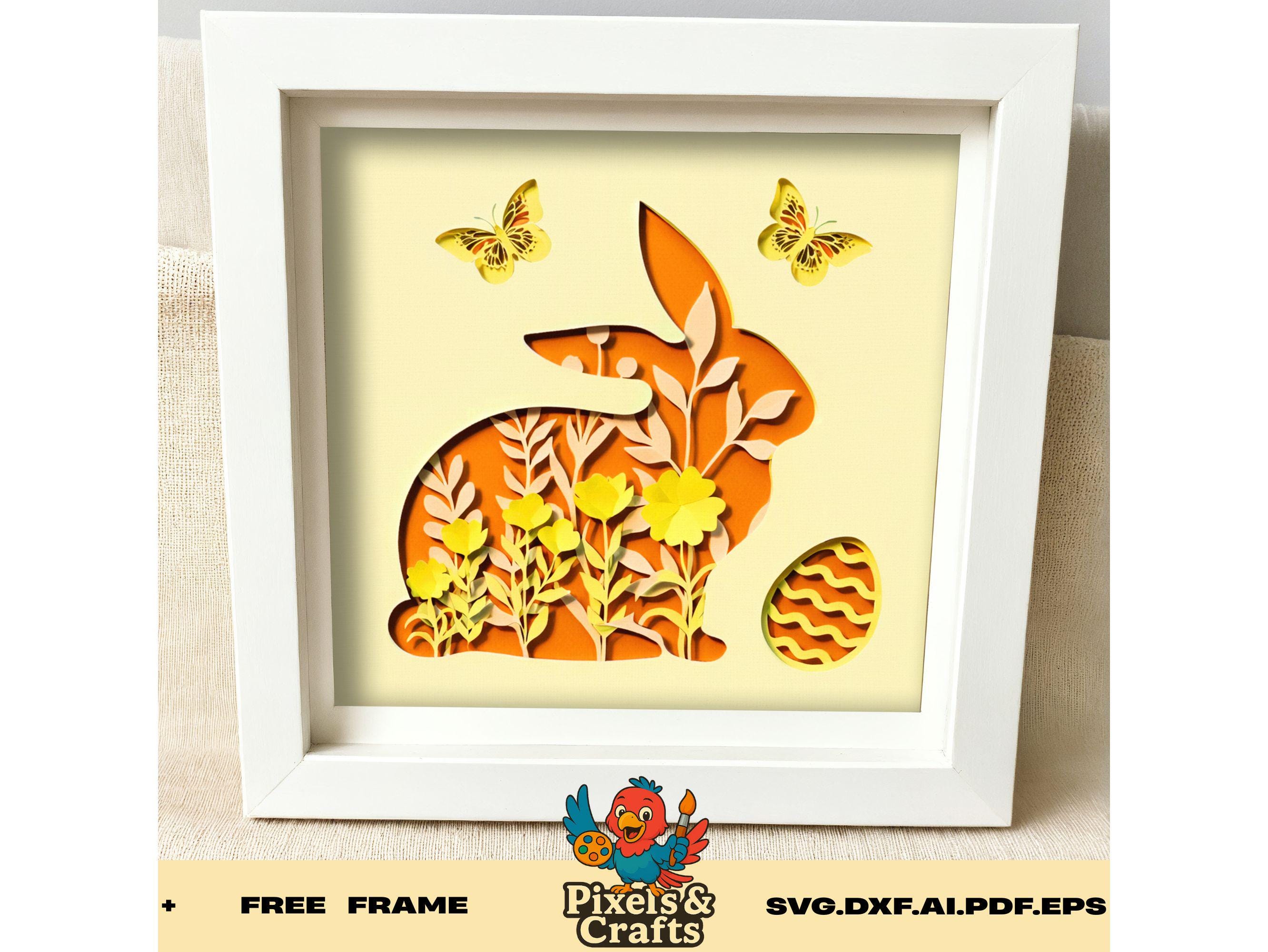 Easter Bunny Shadow Box SVG, 3D Layered Paper Cut Template, Spring ...
