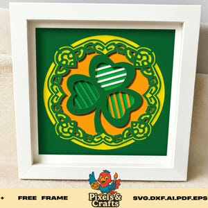Celtic Shamrock Shadow Box SVG, 3D St Patrick’s Day Paper Cut Template, Irish Clover Wall Decor Cricut Silhouette Laser Files