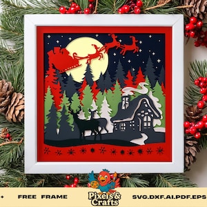 3d Christmas Landscape Shadow Box Svg | 3d Christmas Layers Paper Cut Template For Cricut, Silhouette, Laser & CNC – Easy to use