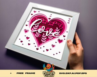 Romantic Lovers Shadow Box SVG for Cricut Silhouette, DIY Wedding Gift ...
