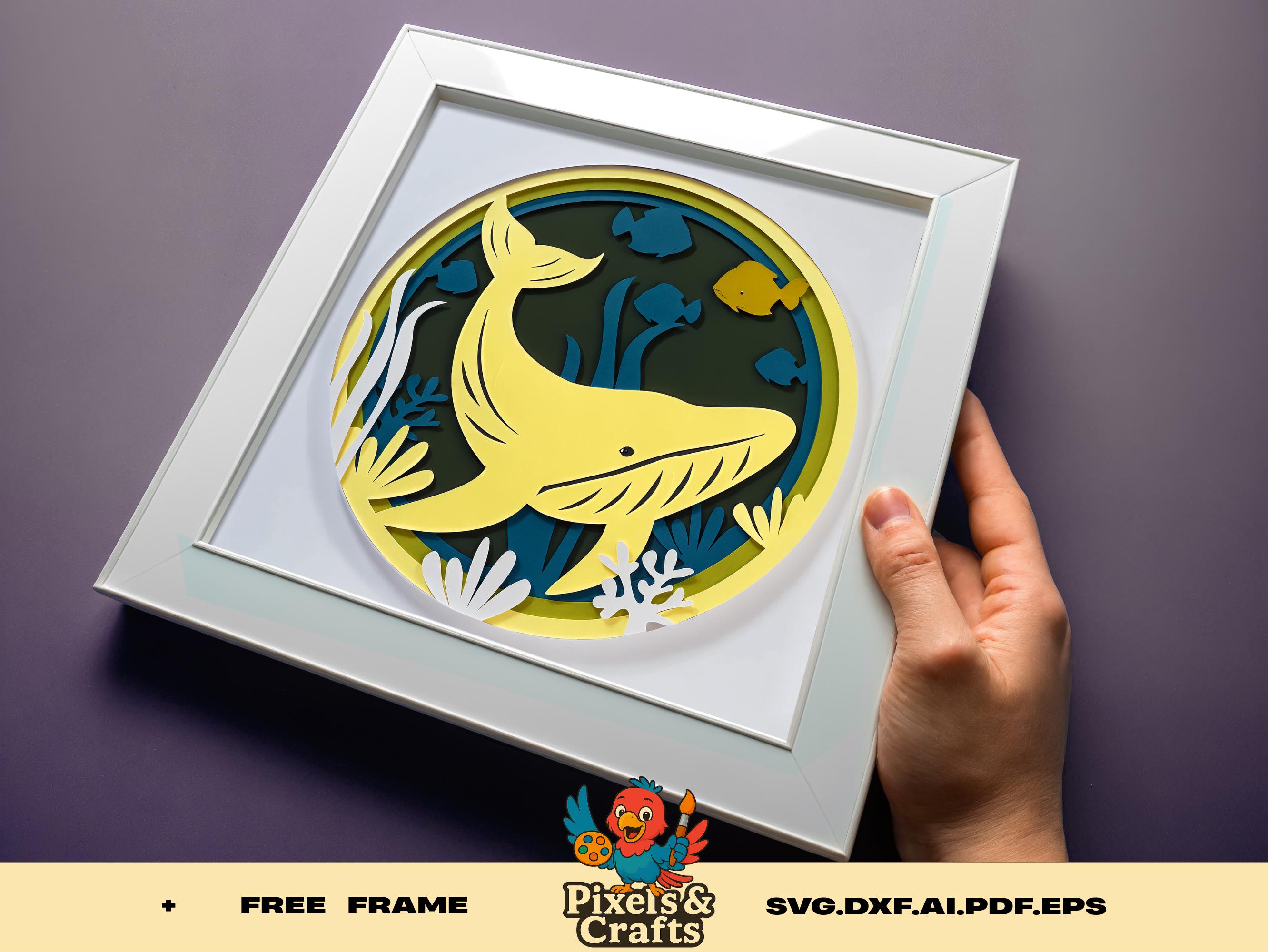 Whale SVG 3D Layered Ocean Scene, Underwater Whale Cut File for Cricut ...