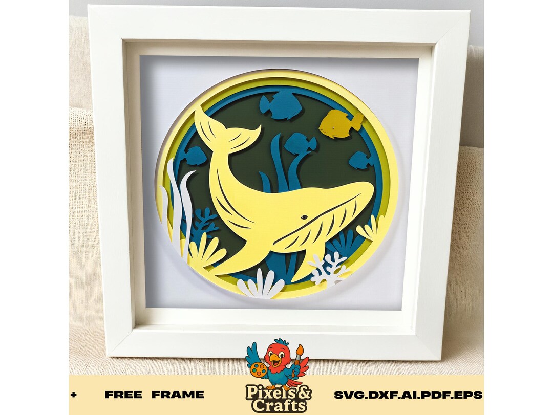Whale SVG 3D Layered Ocean Scene, Underwater Whale Cut File for Cricut ...