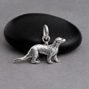 Ferret Charm for Necklace or Bracelet, Double-sided Ferret Pendant, Weasel Necklace, Ferret Gift, Weasel Gift