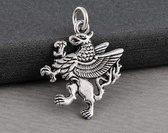 Griffin Charm, Silver Gryphon Charm for Necklace or Bracelet, Magestic Creature Charm, Griffon Charm, Griffin Gift, Gryphon Jewelry