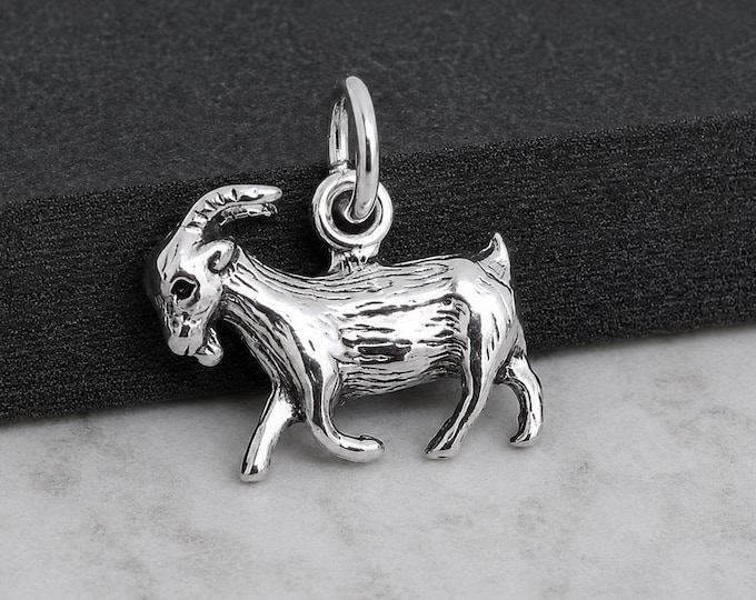 Goat Charm, Sterling Silver 3D Goat Necklace Charm, Billy Goat Bracelet Charm, Farm Animal Charm, Livestock Charm, Goat Gift, Goat Jewelry