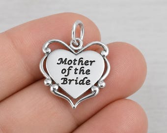Mother of the Bride Charm, Sterling Silver Bridal Charm for Necklace or Bracelet, Mother of the Bride Gift, Mother of the Bride Jewelry