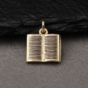 Open Book Charm, Gold Book Charm for Necklace or Bracelet, Librarian Charm, Gift for Teacher, Love to Read, Book Club Gift, Reading Jewelry