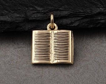Open Book Charm, Gold Book Charm for Necklace or Bracelet, Librarian Charm, Gift for Teacher, Love to Read, Book Club Gift, Reading Jewelry