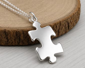Puzzle Piece Necklace, 925 Sterling Silver Jigsaw Puzzle Charm Necklace, Autism Charm Necklace, Autism Awareness Necklace, Autism Jewelry