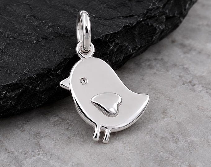 Baby Chick Charm, Silver Chicken Charm for Necklace or Bracelet, Sparrow Charm, Baby Bird Charm, Easter Chick Charm, Chick Bird Gift Jewelry