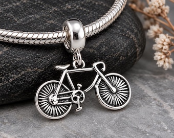 Bicycle European Charm, 925 Sterling Silver Bicycle Dangle Charm, Bike Charm with Bail, Cyclist Charm, Bicycle Gift, Bicycle Jewelry