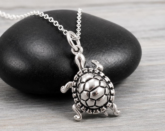 Turtle Necklace, 925 Sterling Silver Turtle Charm Necklace, Tortoise Necklace, Tortoise Charm, Box Turtle Necklace, Pet Turtle Gift Jewelry