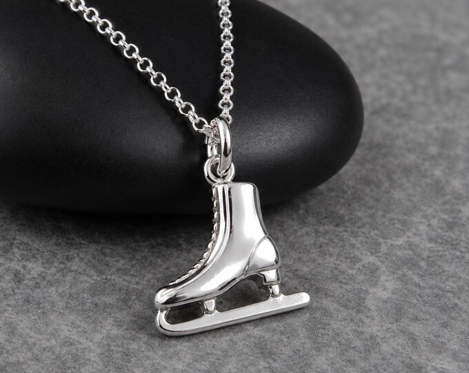 925 Sterling Silver Ice Skate Necklace, Ice Skating Charm Necklace, Figure Skating Charm Necklace, Ice Skating Gift, Figure Skater Gift
