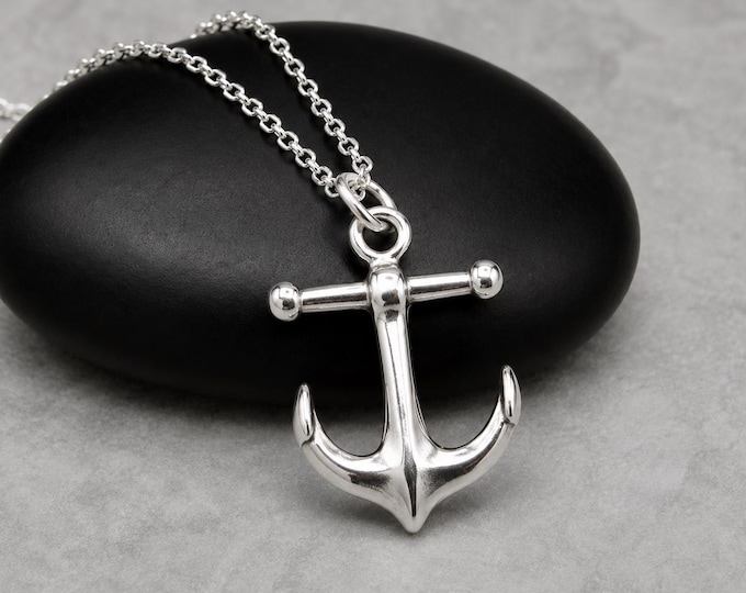 925 Sterling Silver Anchor Necklace, Nautical Charm Necklace, Boating Sailing Charm Necklace, Silver Nautical Anchor Jewelry