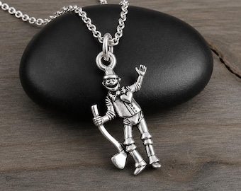 TIn Man Necklace, Silver Plated Tin Man Charm, Tin Man Pendant, Tin Man Gift, Tin Man Jewelry
